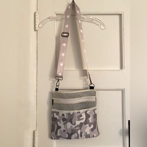 Haute Shore Gray Camouflage Neoprene Crossbody Bag